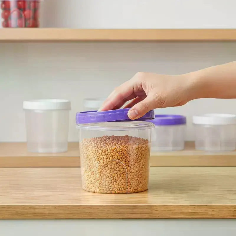 4Pcs Round Food Fresh Keeping Box Kitchen Refrigerator Storage Container Fruits Snacks Sealed Jar Microwave Heating Food Storage Qme