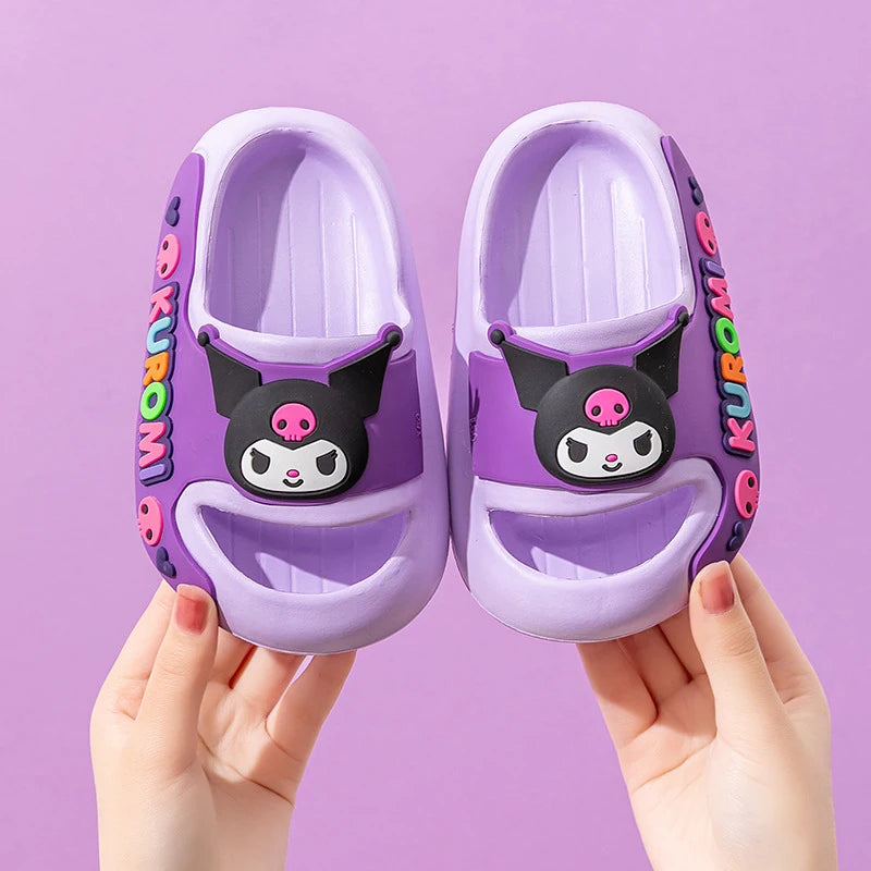 Hello Kitty Kuromi Flip-Flops Summer Student Flip-Flops for Indoor Use Non-Slip Slippers for Home Use Qme
