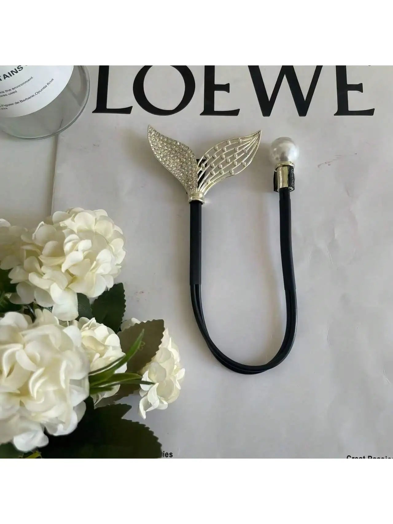 Women's Rhinestone Pearl Decorated Fish Tail Bun Maker Elegant Qme golden