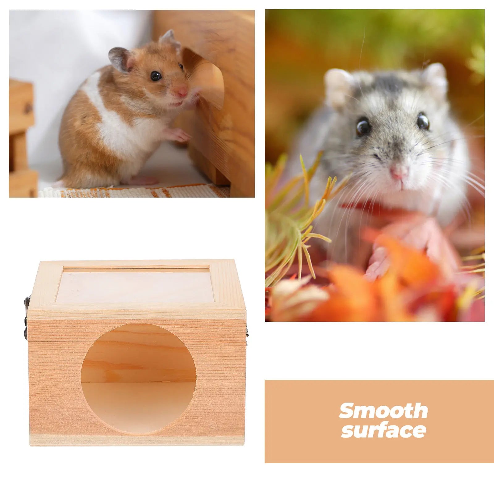 Wooden Hamster House Premium Natural Wood Strong Tear Resistant Small Pet Sleep Nest Hideout Shelter for Hamster Hedgehog Gerbil Qme