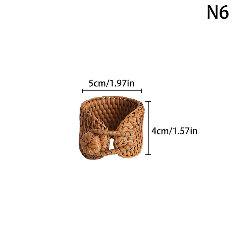 6 Woven Handmade Napkin Ring Rustic Natural Holder Table Decor Wooden Qme 6