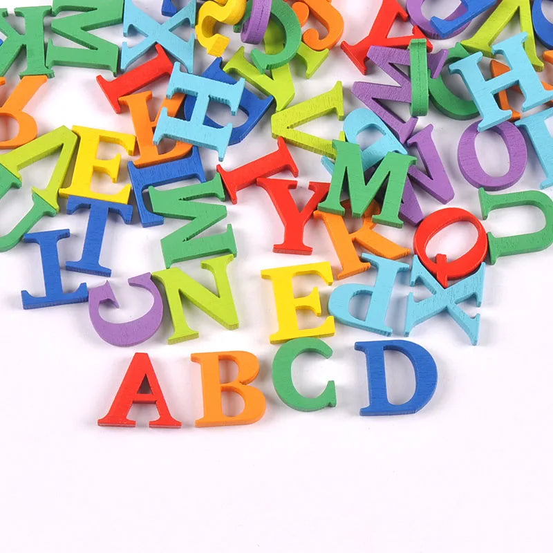 78pcs 1.5-2cm Random Mix Colorful Printed Alphabet Wooden Blocks Children Puzzle Materials DIY Scrapbook Wood Crafts Home Decor Qme
