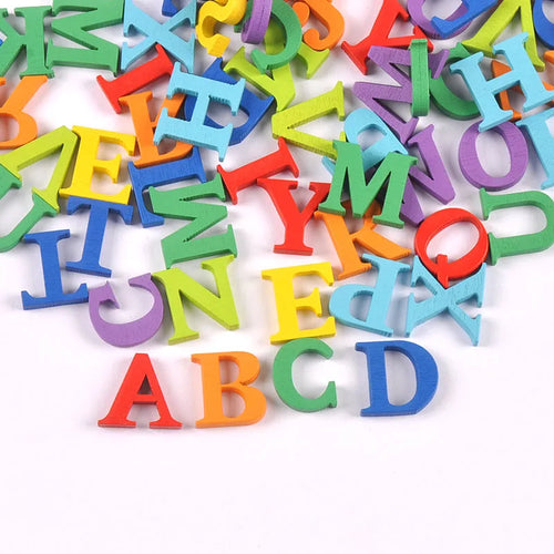 78pcs 1.5-2cm Random Mix Colorful Printed Alphabet Wooden Blocks Children Puzzle Materials DIY Scrapbook Wood Crafts Home Decor Qme