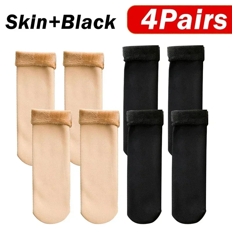 1 2 4 5Pair Women Winter Thicken Warm Short Socks Thermal Cashmere Qme Black Skin5