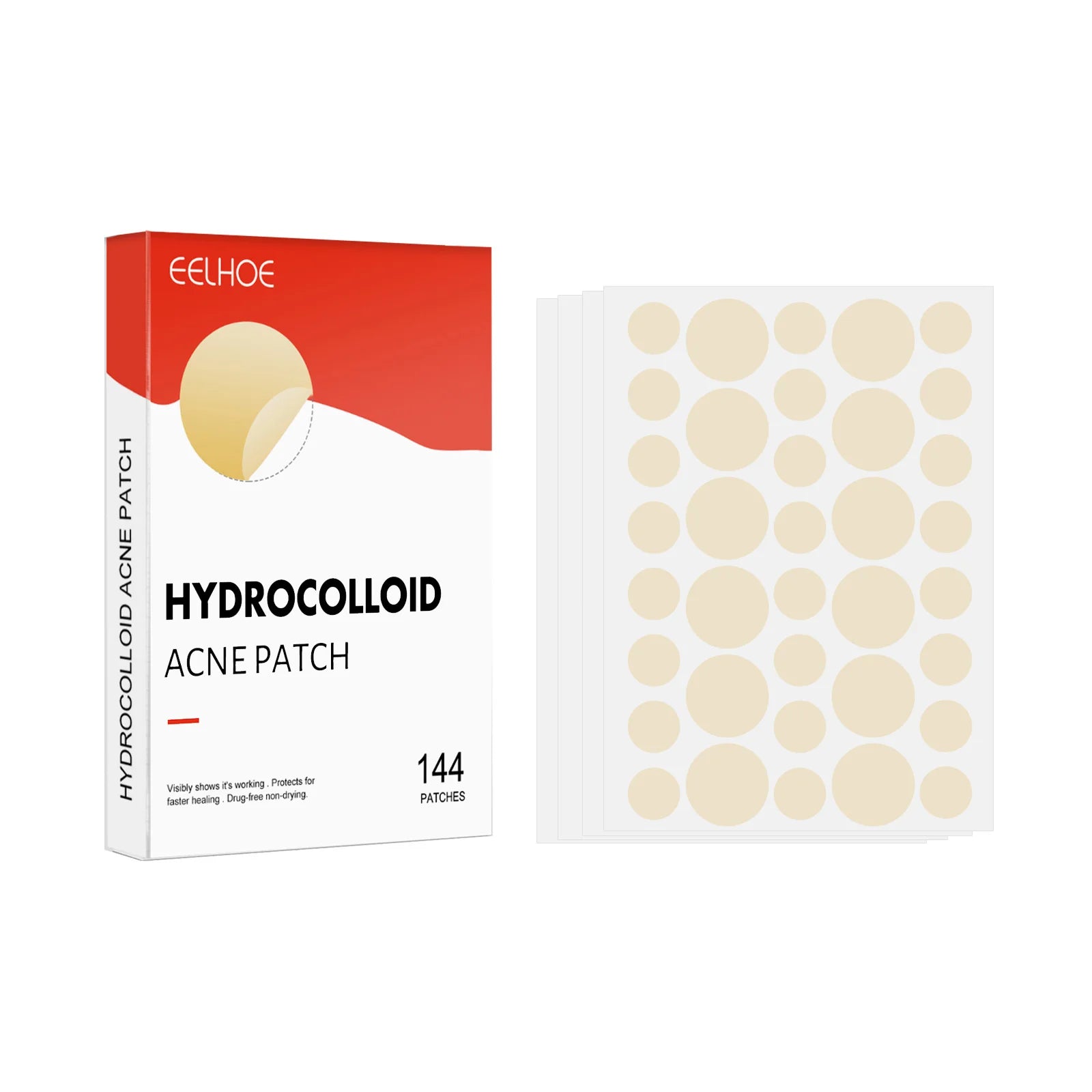 Hydrocolloid Acne Patches 2 Sizes Invisible Makeup-Friendly Face Care Acne Pimple Patch Breathable for Comedones Spot Treatment Qme 144pcs Boxed