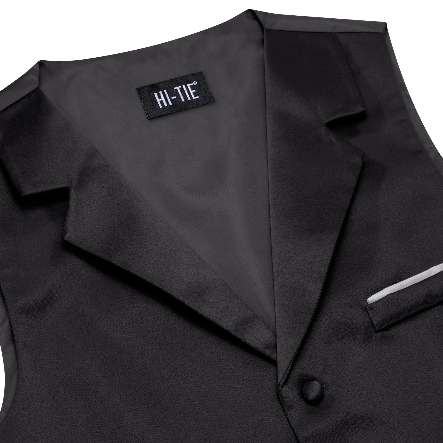 Hi-Tie Solid Black V-neck Men Vest With Tie Jacquard Tuxedo Dress Waistcoat Adjustable Jacket Casual Business Party Fashion Qme