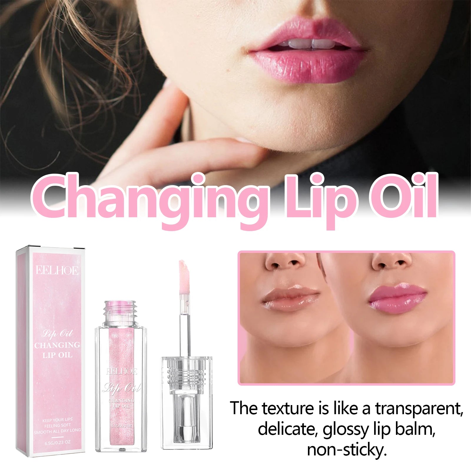 Color Changing Lip Oil Fades ＆ Smoothes Fine Lines On The Lips Moisturizes ＆ Prevents Dryness ＆ Cracking Color Changing Lip Care Qme