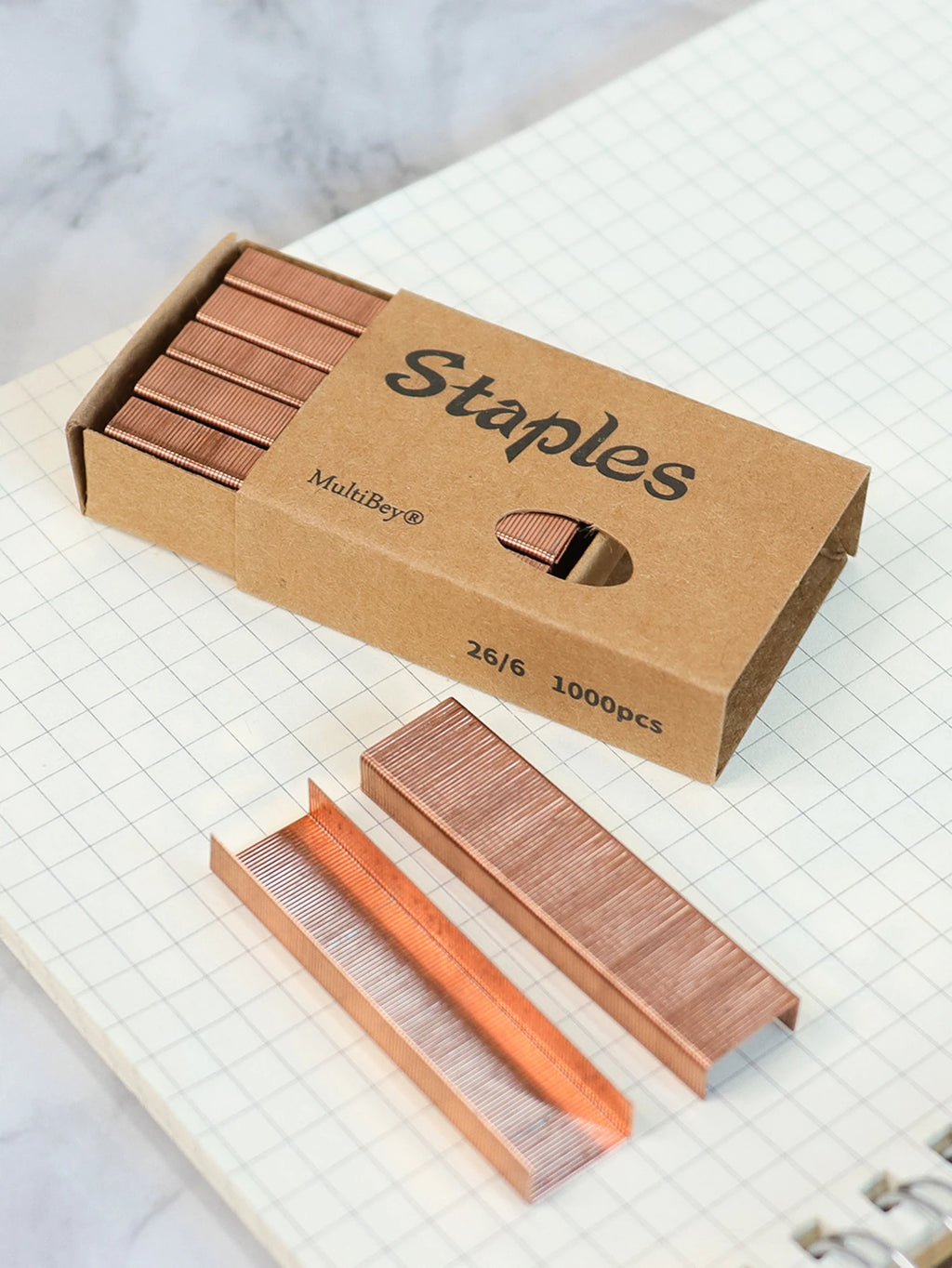 1000Pcs/Box Rose Gold Metal Office Standard Stapler Staples 26 / 6 Binding Machine School Supplies Accessories Qme
