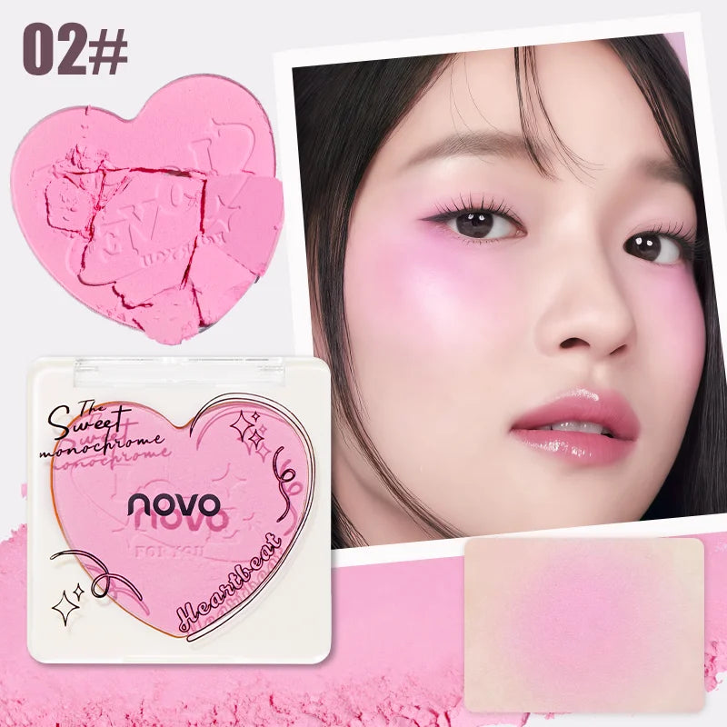 Cheek blush, mixed colors, powder blush, contouring and highlighting the face, sparkling or matte, lightweight, smooth Qme 02
