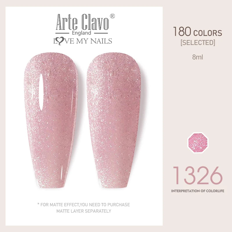 Arte Clavo Colorful Glitter Series UV Gel Nail Polish Sequin Soak Off Qme