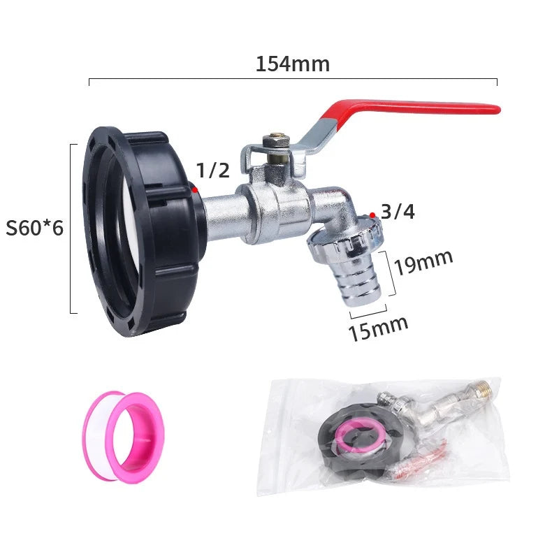 1/2'' 3/4'' Coarse Thread IBC Tank Tap Connecter Water Hose Coupling Adapter Garden and Home Valve Replacement accessory Qme 1