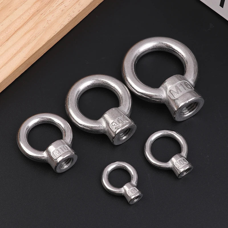 304 Stainless Steel Japanese Eye Nuts M6 M8 M10 M12 M16 Lifting Rings Marine-Grade Hardware Rigging Hoisting Industrial Qme