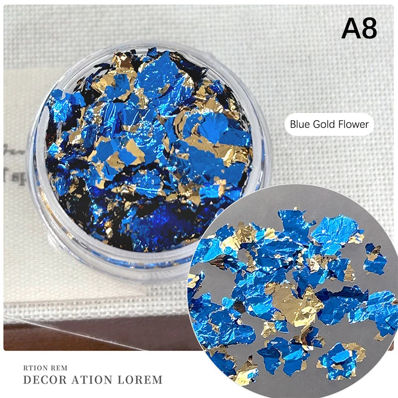 1Box Gold Foil Fragment Nail Glitter DIY Nails Sticker Art Qme A8
