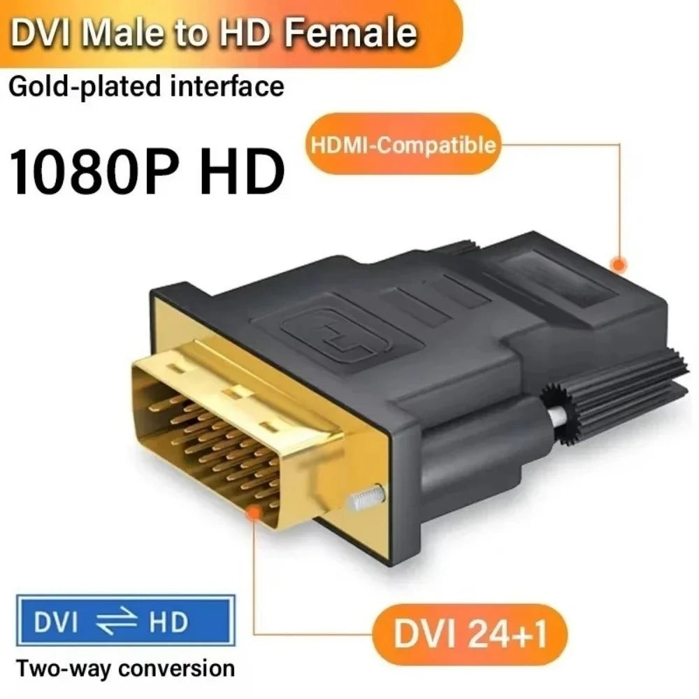DVI to HDTV Adapter DVI 24+1 Male to HDMI Female Connector DVI to HDMI Adapter Compatible Adapter Gold-plated For HDTV Projector Qme