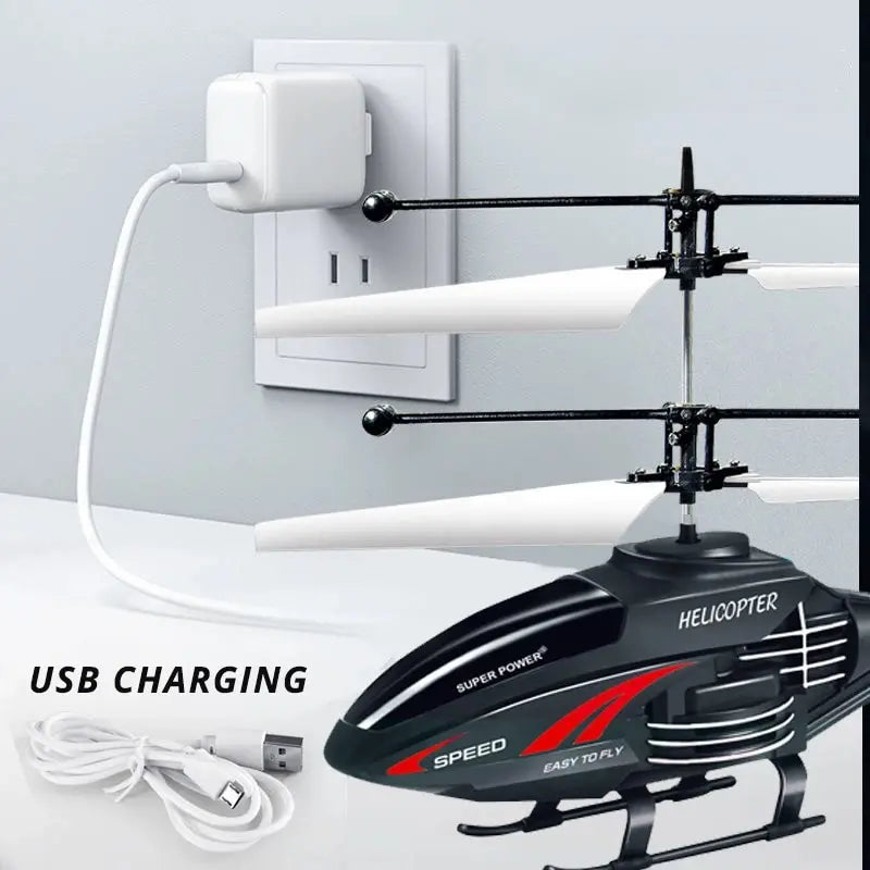 2 Channel Gesture Control Suspension Helicopter RC Remote Induction Aircraft With Charging LED Light Kids Toy for Boys Qme