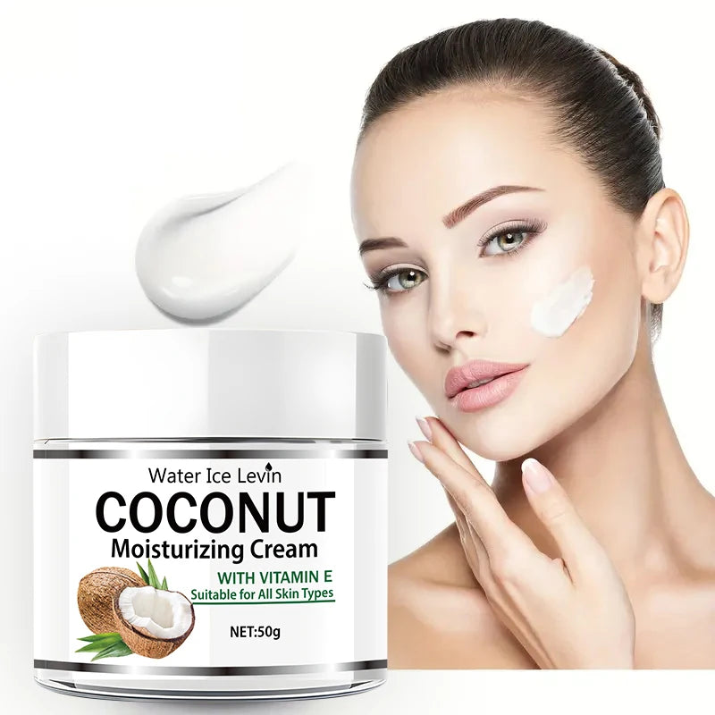 50g Coconut Oil Moisturizing Cream | Collagen and Vitamin E | Alcohol-Free | Suitable for All Light Skin Tones | Moisturizing Formula Containing Hyaluronic Acid and Retinol Qme