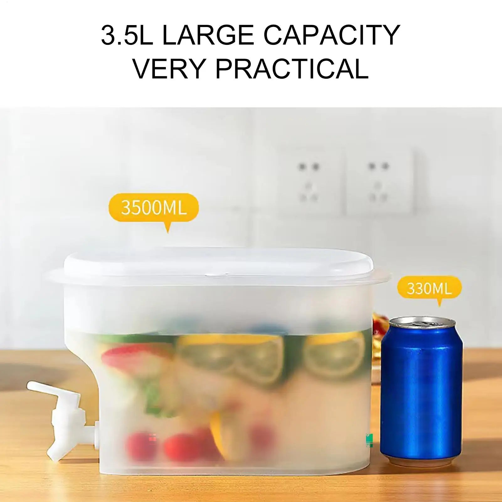 Cold Kettle Faucet Ice Bucket Water Pitcher Juice Spigot Fruit Drink Qme