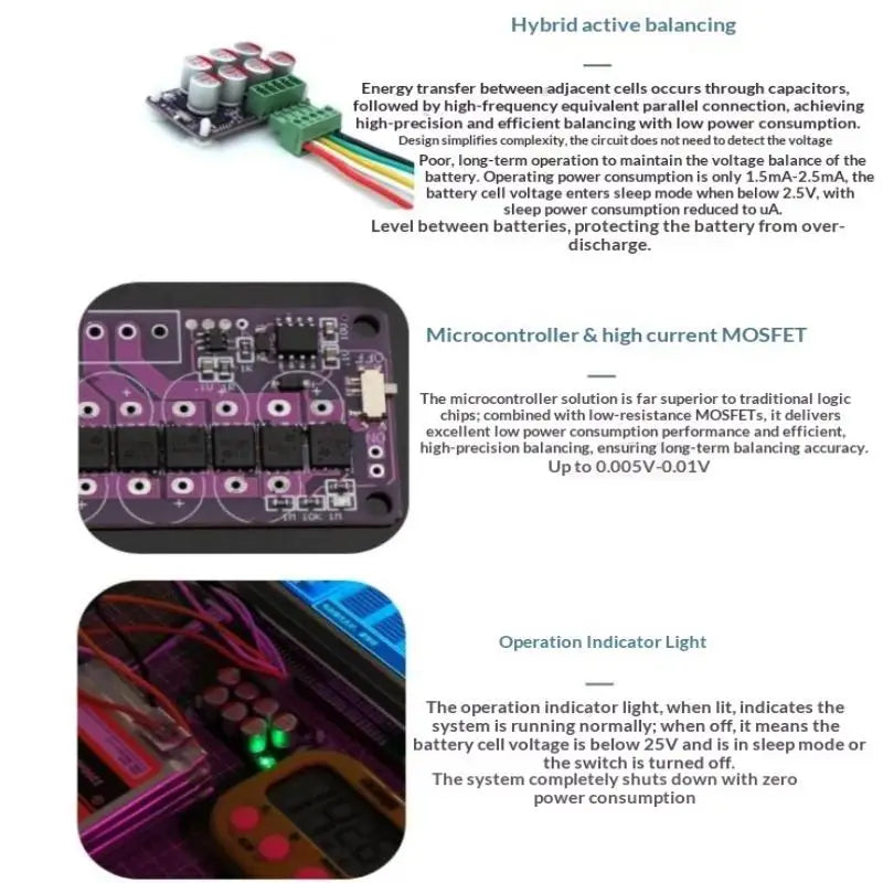 6A Hybrid Active BMS Equalization Component 3S 17S Stable Performance Qme