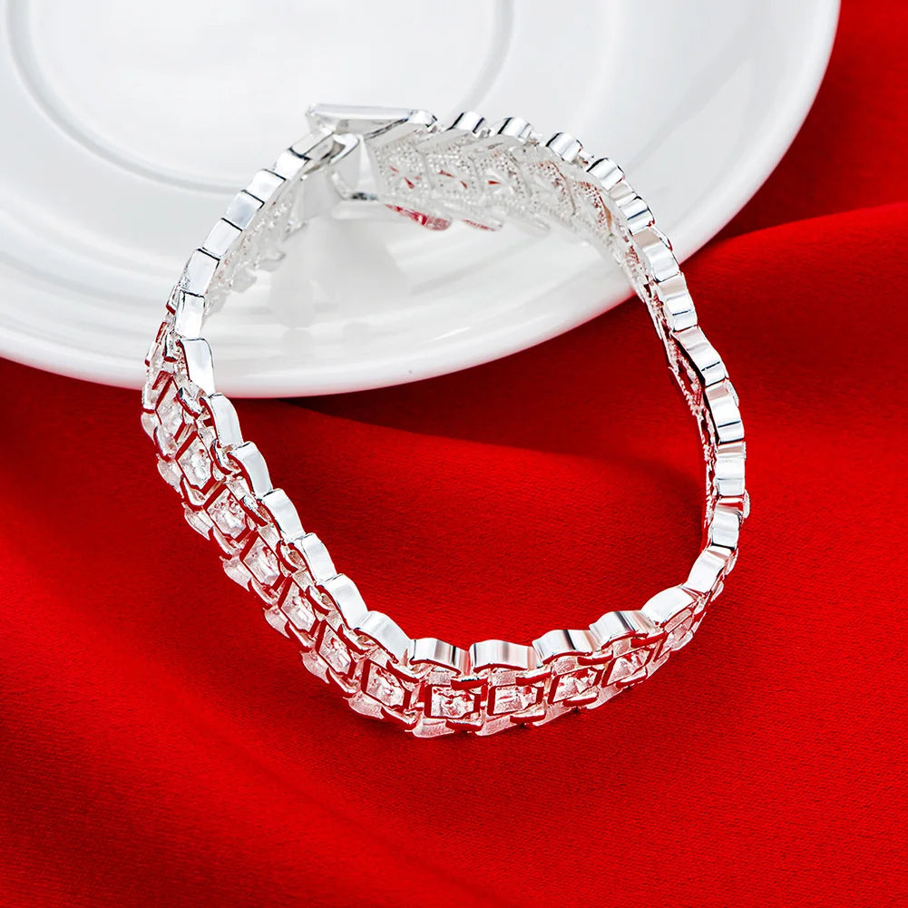 Noble 925 sterling silver /18K gold color Bracelets for men classic noble chain fashion Wedding party Christmas gifts Jewelry Qme