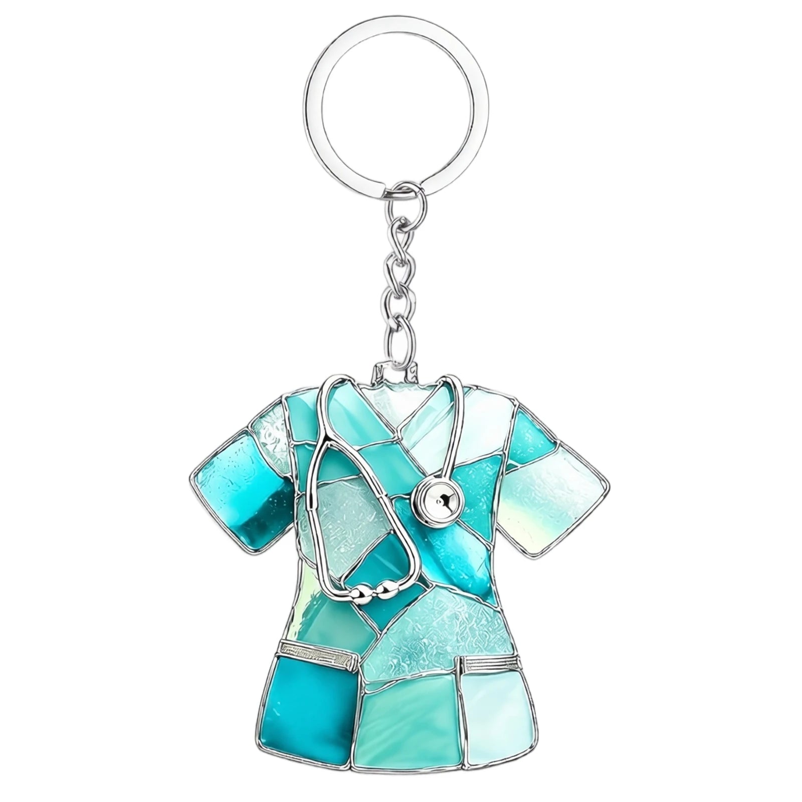 New 2D Flat Acrylic Nurse Uniform Pendant Car Keychain Tag Pendant Worker Creative Keychain Gift for Nurses Doctors Qme Sky Blue One Size