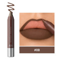 3-in-1 Matte Lip Pencil Crayon, Chocolate Brown Velvet Smooth Lip Liner, LongLasting Waterproof Lipstick for Ombre Gradient Lips Qme 08