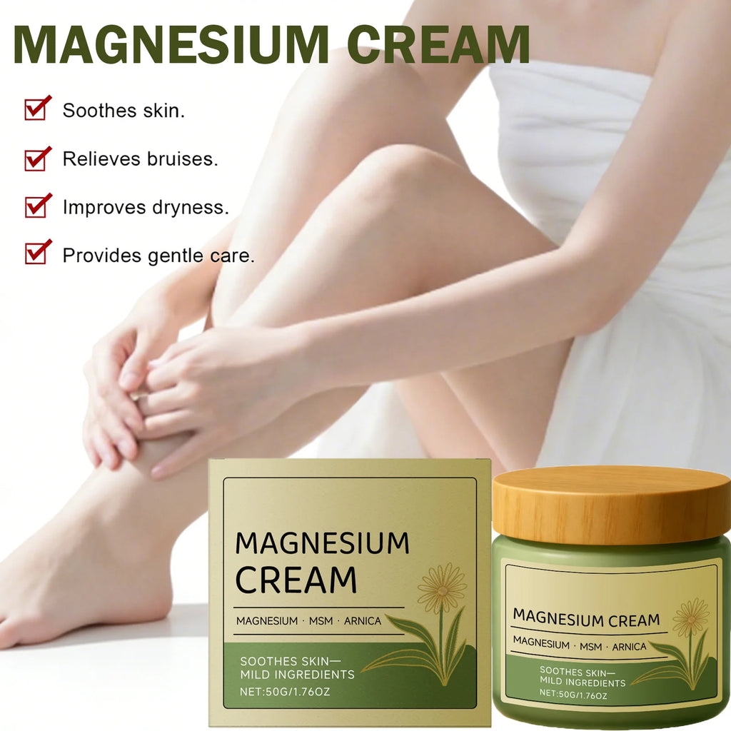 Magnesium Cream for Muscle & Nerve-Relief Moisturizing Body Massage Cream Fast Absorption Support Body Relief Daily Care Qme
