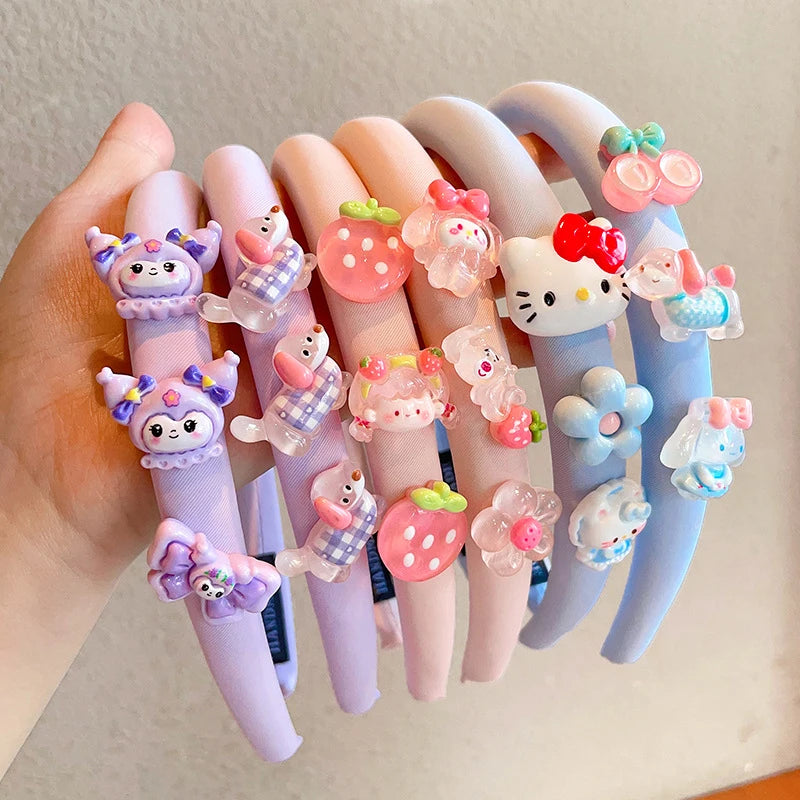 Hello Kitty Kuromi Hair Accessories Cute and Adorable Headbands That Don't Tighten the Hair Versatile Hair Clips and Accessori Qme