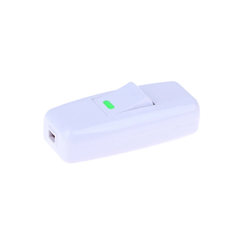 1Pc Light Switch For Home Classic White Inline ON/OFF Table Bedside Lamp Desk Light Cord Cable Switches Electrical Accessories. Qme