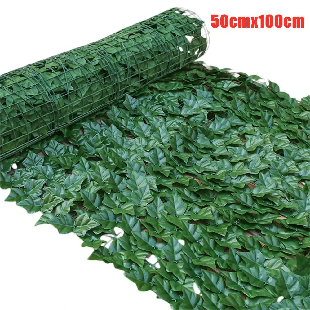 50X100cm Artificial Flowers Leaves Fence Removable Outdoor Garden Decoration Hedge Privacy Protection Green Leaf Flower Wall Qme