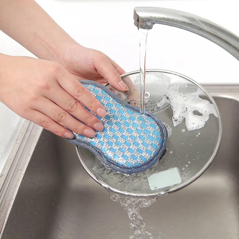 Kitchen Cleaning Sponge Double Sided Sponge Scrubber Sponges For Dishwashing Scouring Pad Dish Cloth Kitchen Cleaning Tools Qme