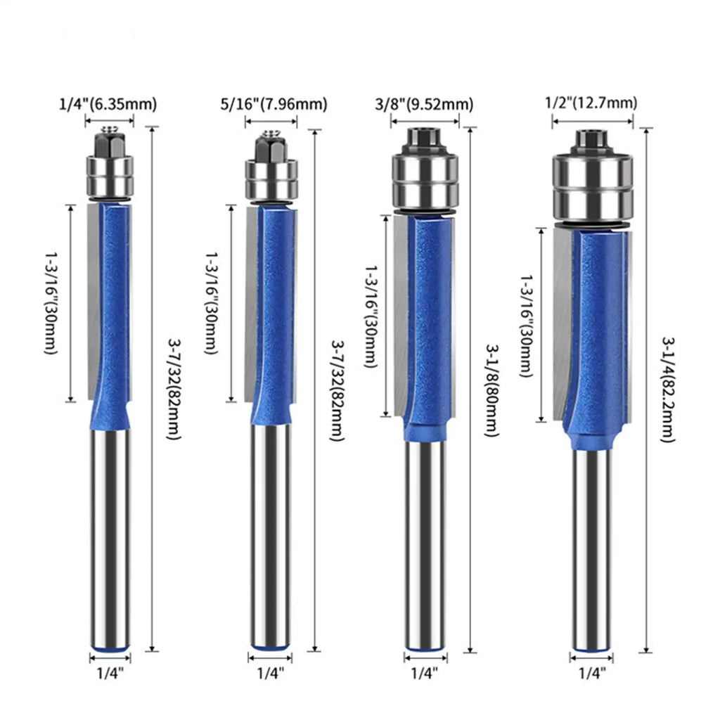Router Flush Trim Bit Precise Trimming Tool Bits Laminate Woodworking Qme