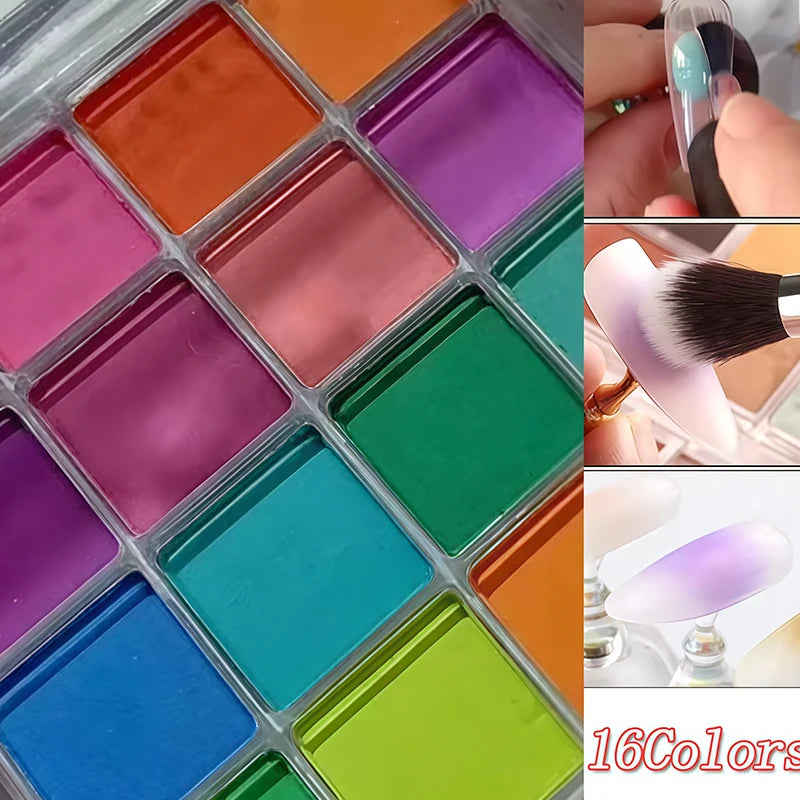 16-grid Nail Polish Powder Pigment Gradient Create Blush Effect Qme
