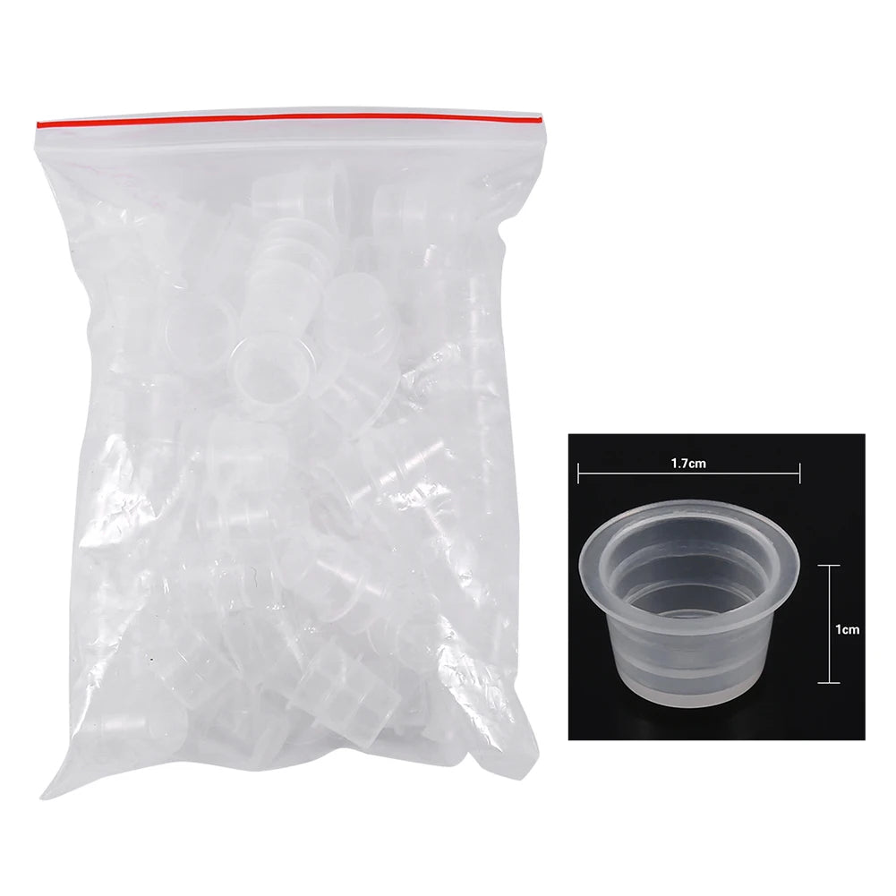 100pcs/Set Tattoo Ink Cup Pot Medium Large Plastic Microblading Pigment Accessories Tattoo Pigment Ink Cup Qme