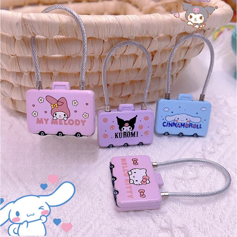Kuromi Wire Rope Combination Lock Cute Card-Style Luggage for Home Use Small Padlocks for Student Backpacks and Helmets Qme