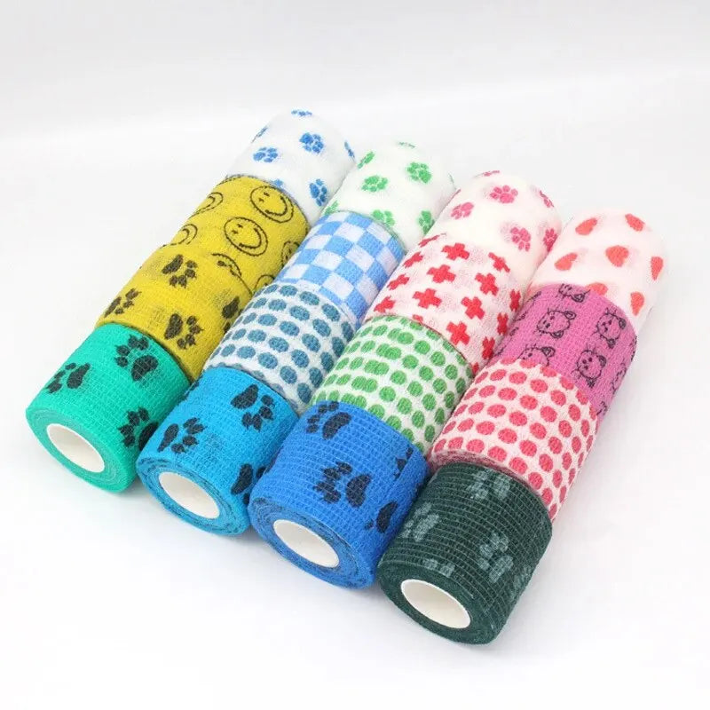 6 Roll Medical Therapy Elastic Bandage 4.8m Printed Sports Knee Protector Colorful Self Adhesive Wrap Tape for Finger Joint Pet Qme