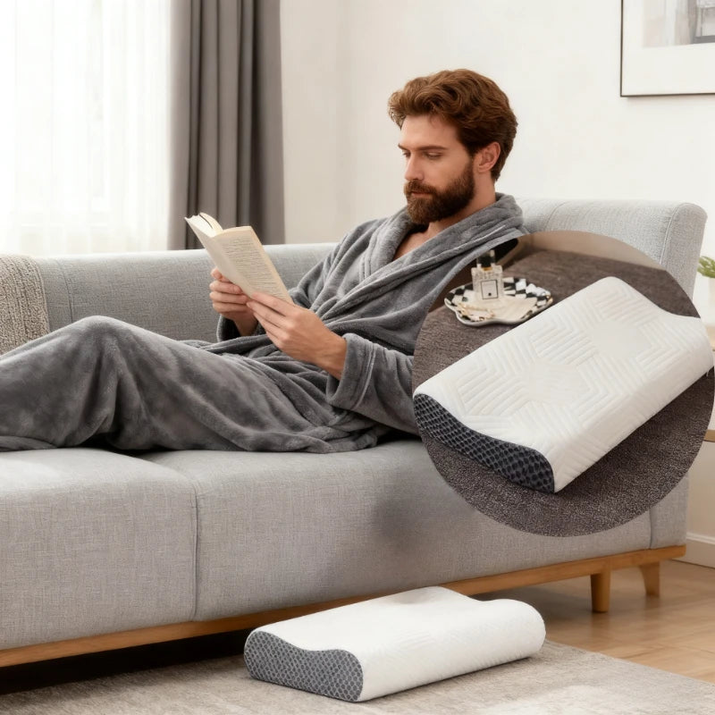 Neck Pillow Sleeping- Breathable Polyester Fits Side Back Stomach Qme GRAY