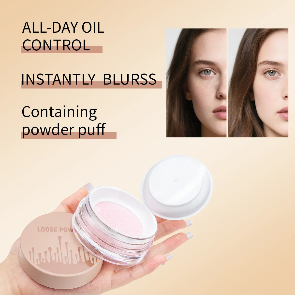 5 Colors Loose Powder Can Reduce Pores and Fine Lines, With a Long-lasting Matte Effect and Natural Facial Makeup Powder Qme