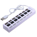 2pcs USB HUB Splitter 4/7 Ports with Switch 2.0 Hub High Speed Data Transfer for Laptop PC External Expansion Adapter Qme 7port-White