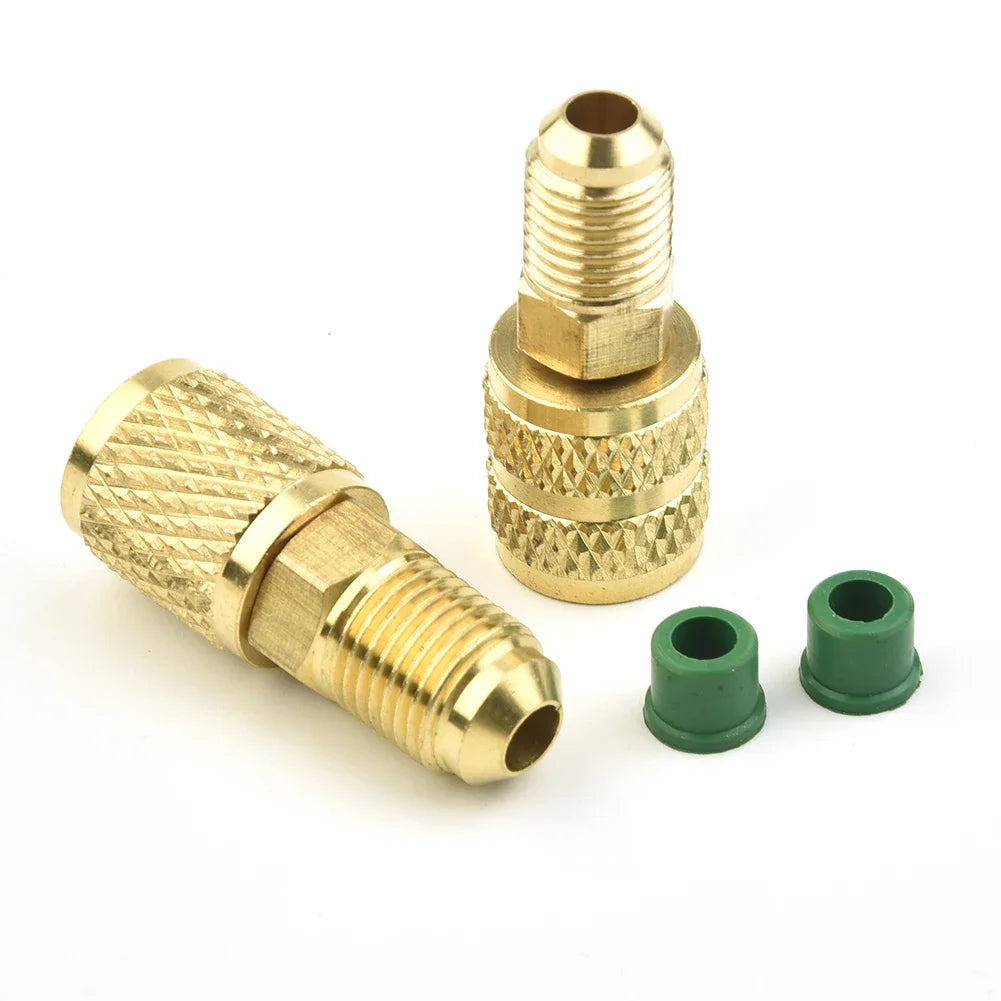 2x Female/Male 5/16" SAE Male/Female 1/4" SAE For R410 R32 R22 Liquid Safety Valve Air Conditioning Refrigerant Repair Fluoride Qme