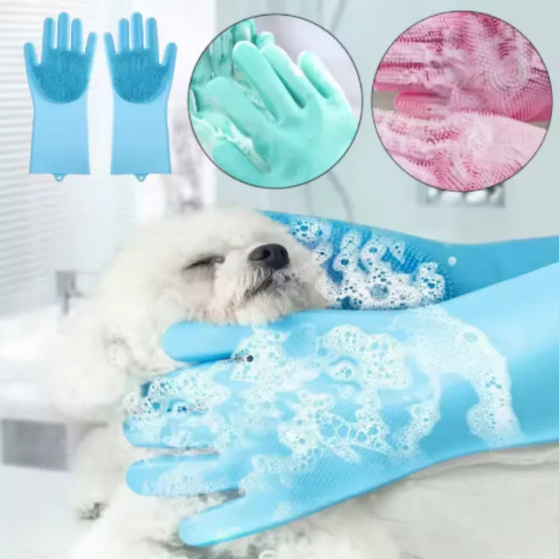 1/3/5pcs mix New Pet Dog Cat Bathing Grooming Cleaning Silicon Hair Removal Gloves Magic Dishwashing Cleanner Sponge Qme