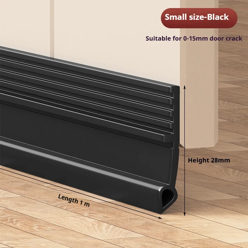1M Self-Adhesive Windproof Door Bottom Seal Strip Double Dustproof Free-Cutting TPE 4 Colors Under Door Weatherstrip Qme S black 1M