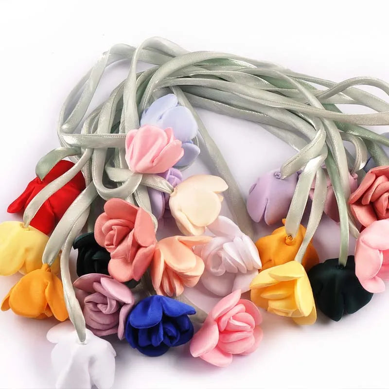 2pcs Length 44cm Rose Hairband Female Pony Edge Clip Line Ribbon Personalized Decorative Accessories Double Ponytail cp3827 Qme