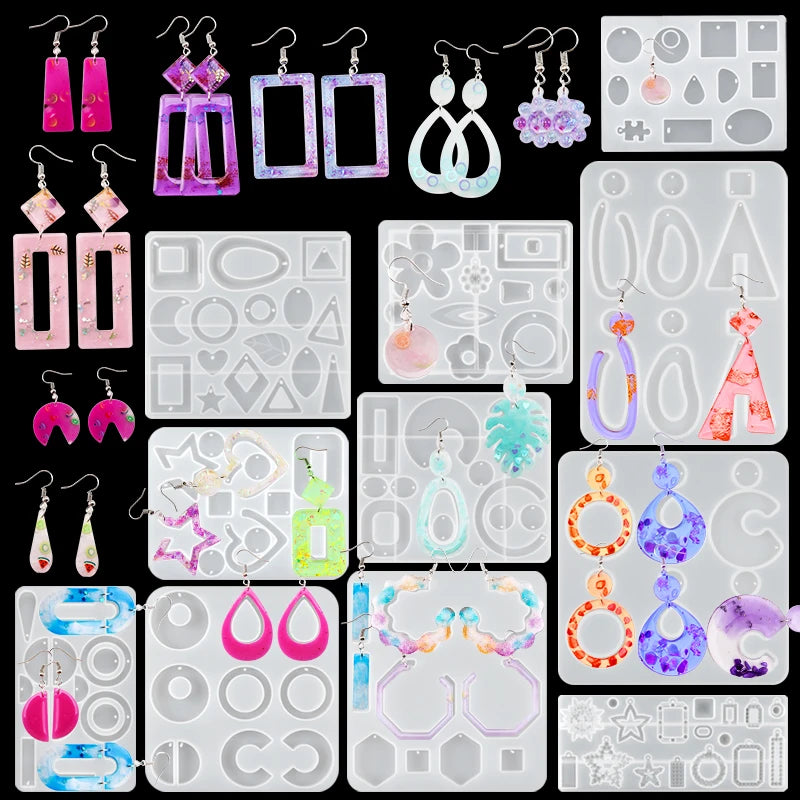 30 Styles Silicone Earring Pendant Silicone Resin Molds Jewelry Making Casting Mold for DIY UV Resin Epoxy Charms Craft Handmade Qme